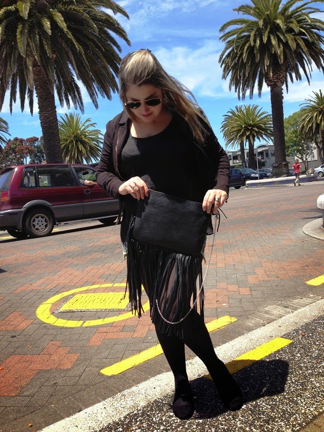 look do dia, blogueira de moda, giovana quaglio, nova zelandia, franjas, bolsa de franjas, tauranga