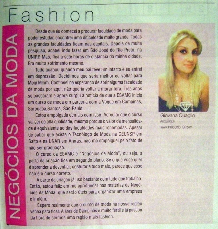 giovana quaglio, acho tendência, clipping, mídia, notícias, blog de moda, influencer, youtuber, mogi mirim, campinas, 