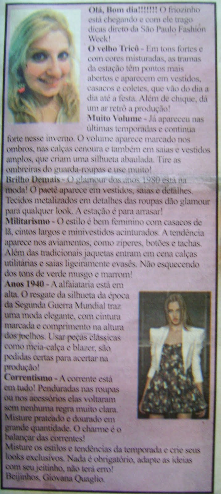 giovana quaglio, acho tendência, clipping, mídia, notícias, blog de moda, influencer, youtuber, mogi mirim, campinas, 