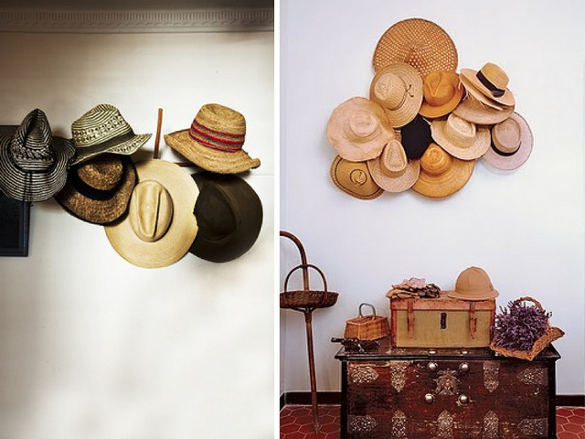 Home hat. Соломенная шляпа в декоре интерьера. Шляпы на стене в интерьере. Декор со шляпой в интерьере. Декор из шляп на стене.
