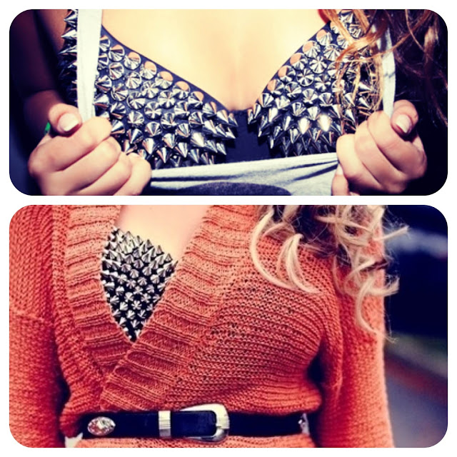 como usar, spikes bra, sutian de spikes, looks, ispiracao, punk, rock, spikes,