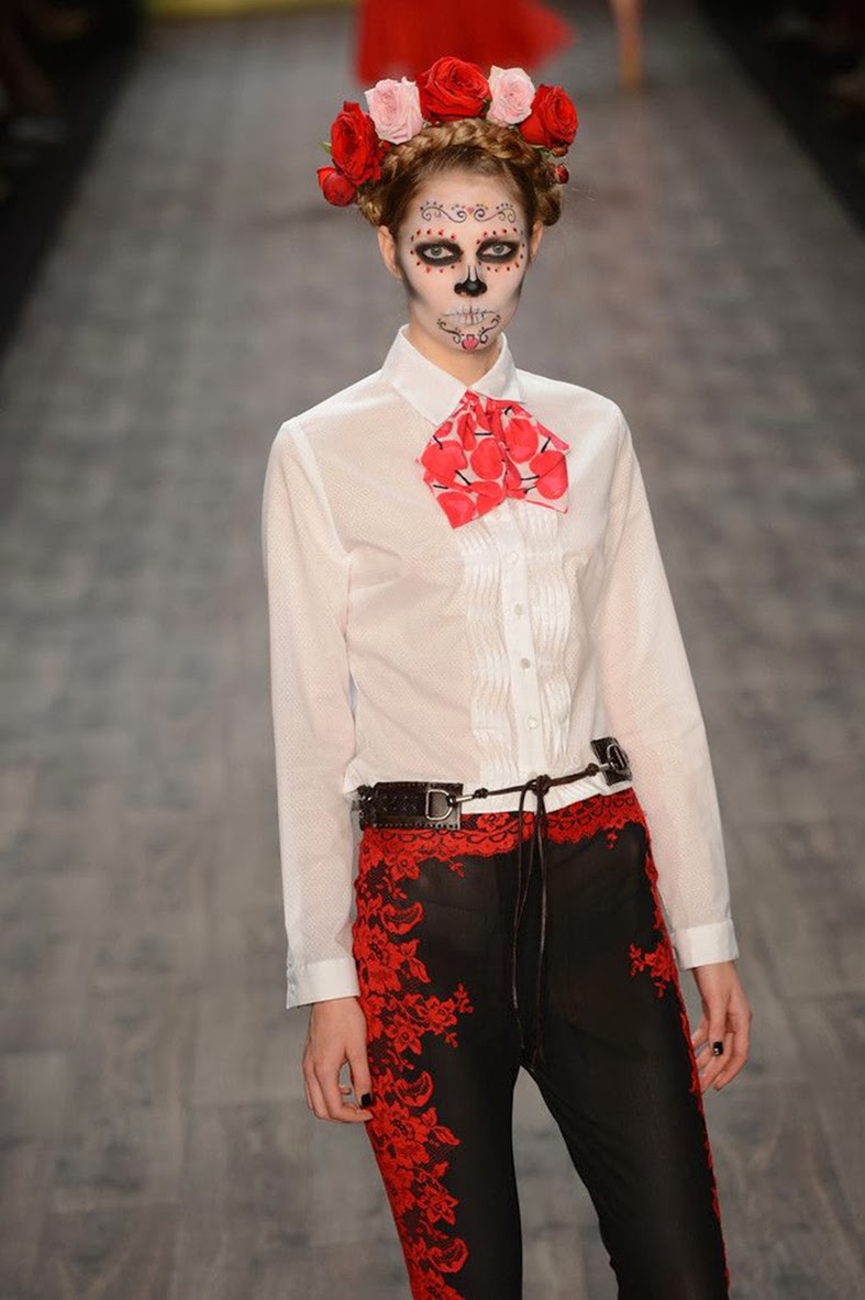 Lena Hoschek, Fashion Week, Berlin, Mexican Skull, Caveira Mexicana, Maquiagem, Moda, Desfile