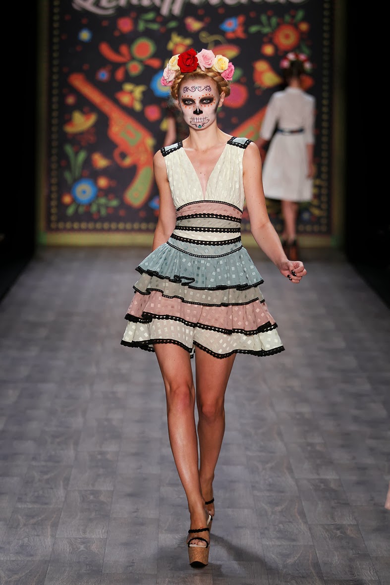 Lena Hoschek, Fashion Week, Berlin, Mexican Skull, Caveira Mexicana, Maquiagem, Moda, Desfile