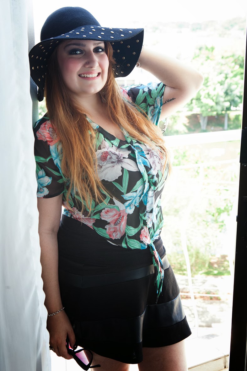 giovana quaglio, look do dia, camisa florida, chapéu floppy, pool party, forever 21, mogi mirim, campinas, blogueira,