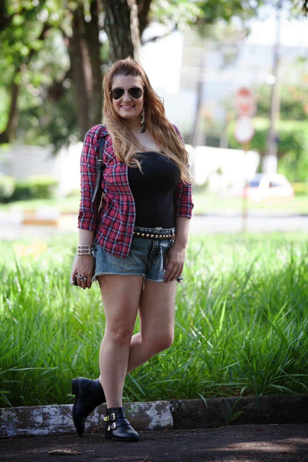 giovana quaglio, look do dia, camisa xadrez, shorts jeans, botinha, forever 21, blog de moda, mogi mirim, campinas, mogi guacu