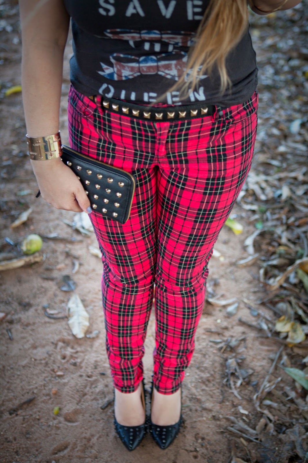 acho tendência, blog de moda, look do dia, look rocker, calça xadrez, tartan, spikes, tachinhas, punk, god save the queen, inglaterra, mogi mirim, mogi guaçu, campinas