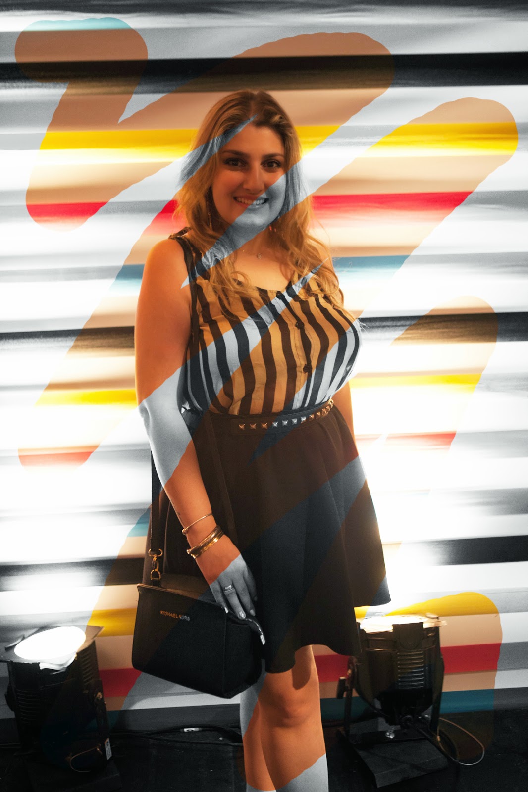 look do dia, blogueira de moda, acho tendencia, giovana quaglio, saia rodada, blusa listrada, spfw, sao paulo fashion week, michael kors, forever 21, zara