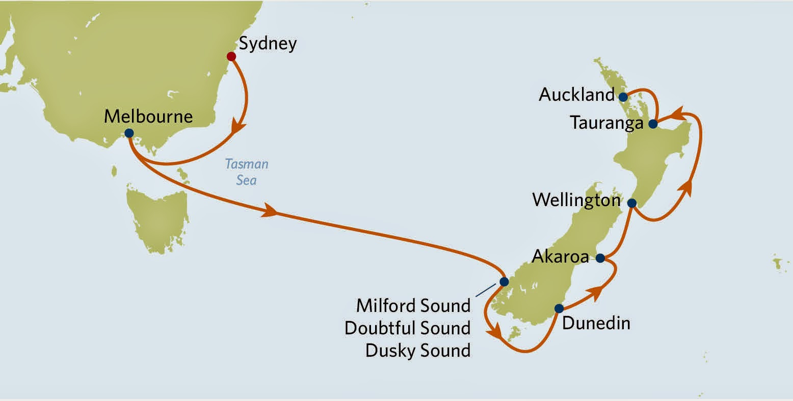 celebrity solstice, itinerary, mapa, australia, nova zelandia