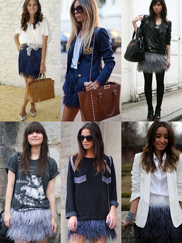 saia de plumas, penas, avestruz, looks, como usar, onde comprar, inspiracao, ideias, acho tendencia, giovana quaglio, blog de moda