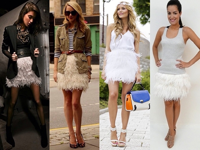 saia de plumas, penas, avestruz, looks, como usar, onde comprar, inspiracao, ideias, acho tendencia, giovana quaglio, blog de moda