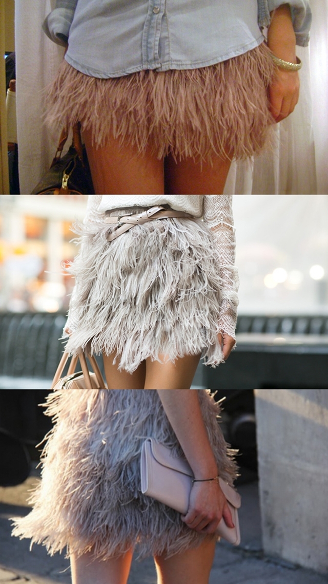 saia de plumas, penas, avestruz, looks, como usar, onde comprar, inspiracao, ideias, acho tendencia, giovana quaglio, blog de moda