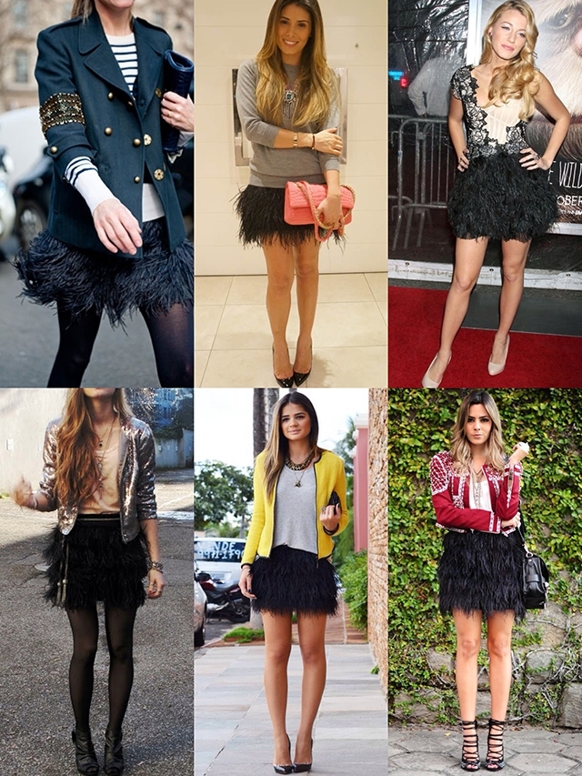 saia de plumas, penas, avestruz, looks, como usar, onde comprar, inspiracao, ideias, acho tendencia, giovana quaglio, blog de moda