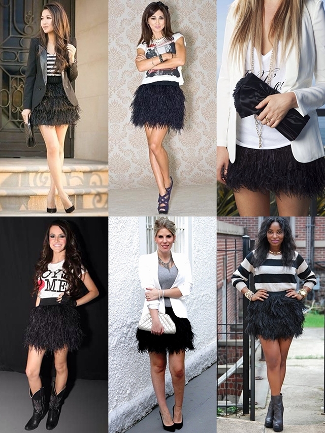 saia de plumas, penas, avestruz, looks, como usar, onde comprar, inspiracao, ideias, acho tendencia, giovana quaglio, blog de moda