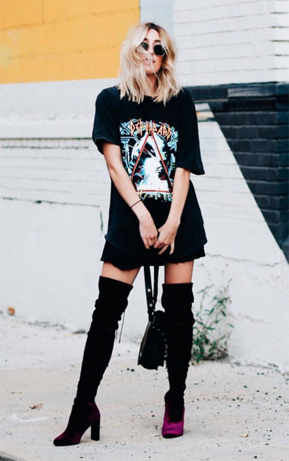 look rocker, dia do rock, outfit, como usar, camiseta de banda, camila coelho, thassia naves, chiara ferragni, chanel,