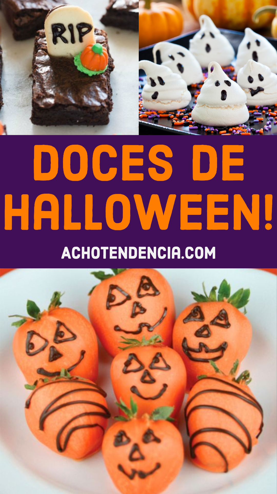 doce, halloween, ideia, criativas, como fazer, em casa, abobora, fantasma, morango, suspiro,