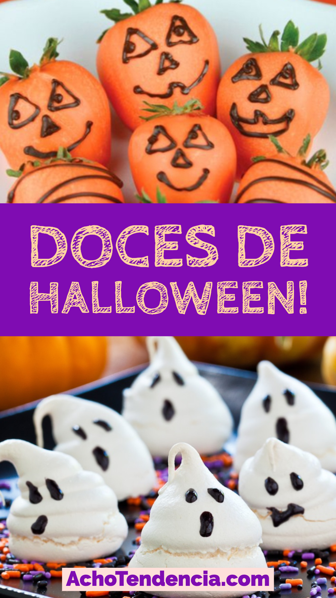 doce, halloween, ideia, criativas, como fazer, em casa, abobora, fantasma, morango, suspiro,