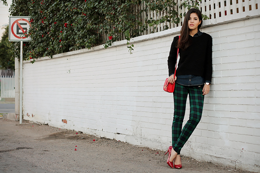 Calça Xadrez, Como Usar, Looks, Ideias, blogueira, xadrez vermelho, xadrez verde, estampa, tartan,