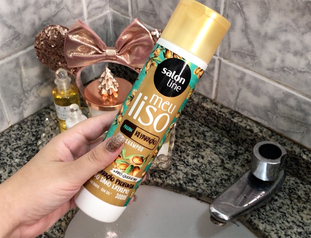 meu liso, salon line, argan, reparação, cabelo liso, shampoo, condicionador, máscara, resenha,