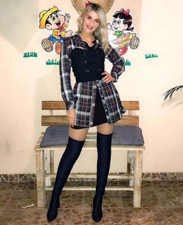 festa junina, looks, xadrez, 2019, saia, camisa