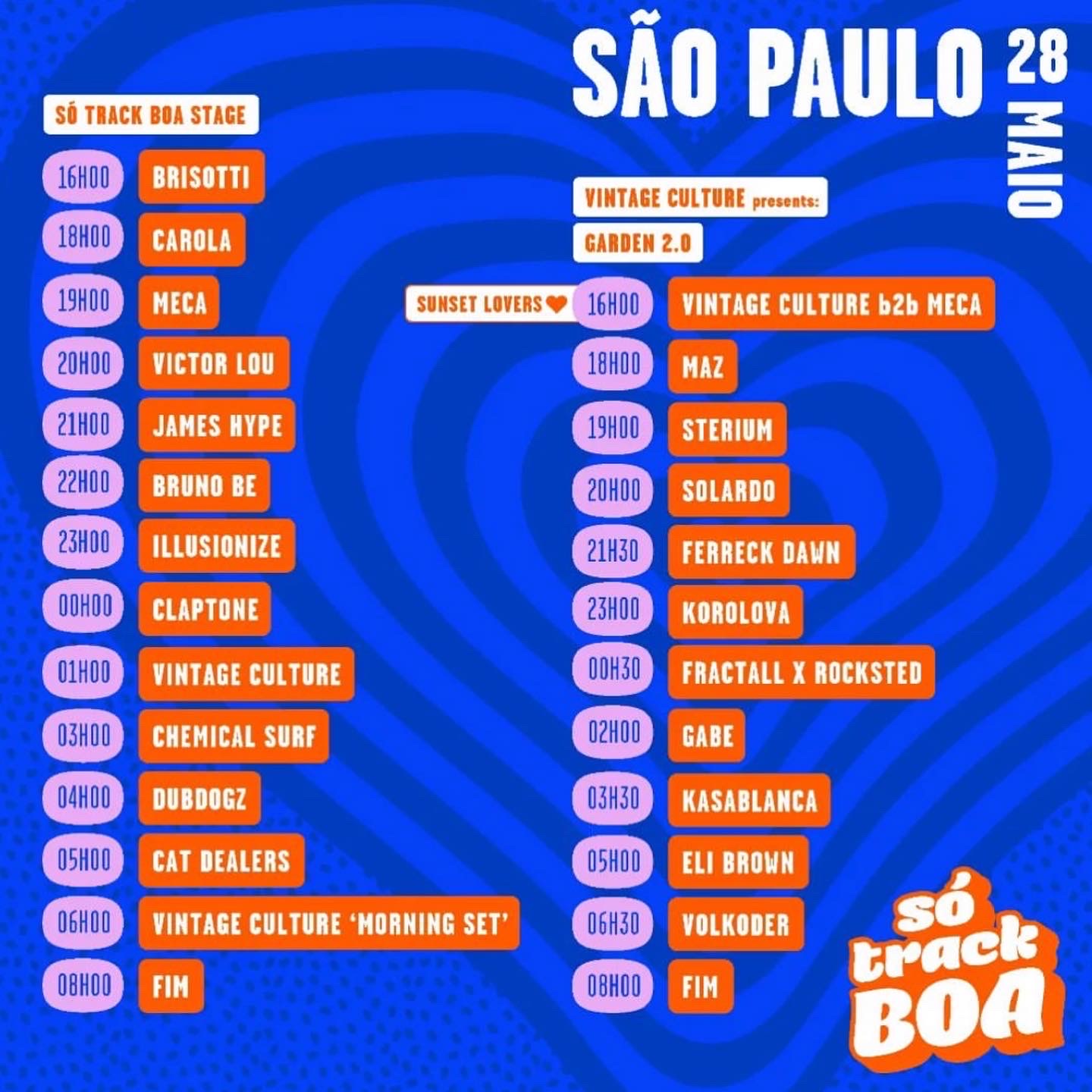 so track boa, stb, horarios, lineup, djs, quem vai tocar, data, onde vai ser